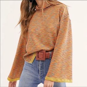 Free People Sunny Days Rainbow Turtleneck Sweater